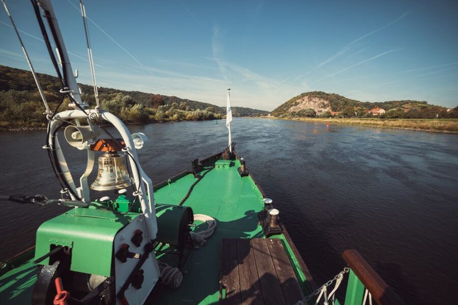 Dresden: Elbe River Cruise to Meissen - On the water: Saxon Wine Route scenery and audio commentary