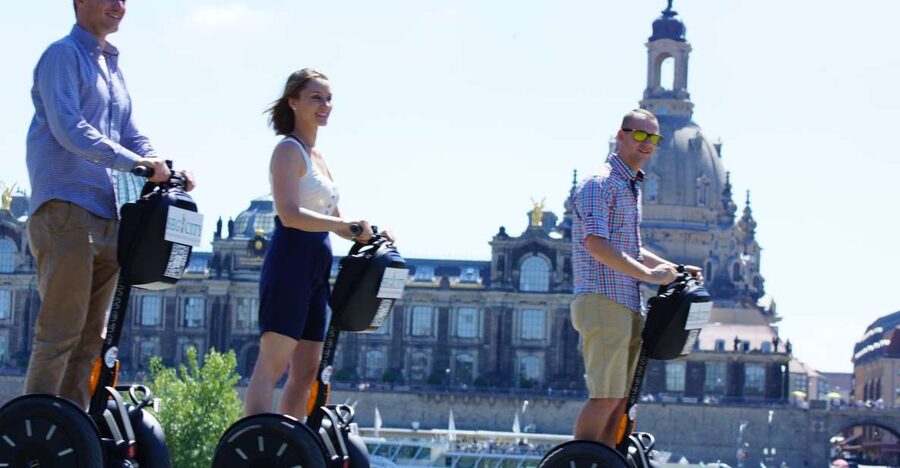 Dresden: Guided Segway Tour - Rolling over the Alber bridge toward Neumarkt
