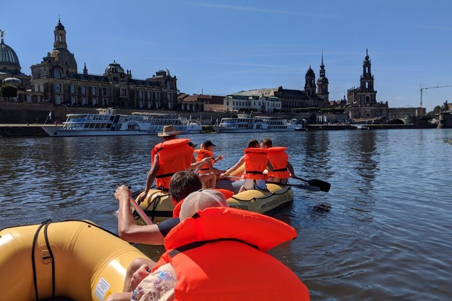 Dresden: Private Inflatable Boat Tour with Beer Garden Stop - Dresden Pieschen and the endpoint slip station, plus the direction of the trip
