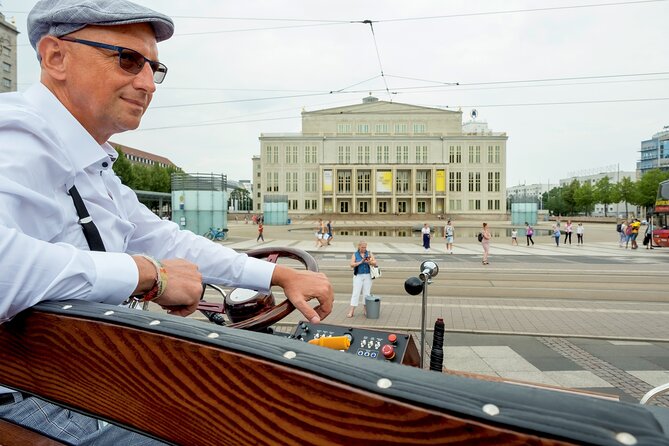 first electrical carriage in town - guided City Tours - Leipzig - New Town Hall (Neues Rathaus), tower 114 meters and Lotteraner
