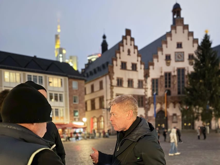 Frankfurt: Discover the heart of Frankfurt - a city tour in German - Römerberg again, Old St Nicholas, and justice as a city theme