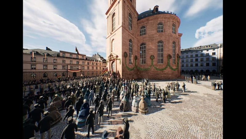 Frankfurt: Walking Tour - discover the city with VR glasses - Paulsplatz and the 1848 National Assembly: 360-Degree Scenes You Can Compare