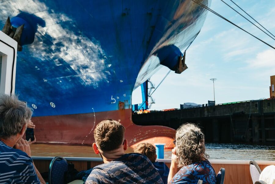 Hamburg: 1.5-Hour Harbor and Speicherstadt Day Cruise - St. Pauli Pier, Hafen City, and the open deck photo plan
