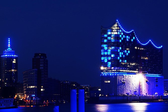Lights tour through the port of Hamburg and to the historic warehouse district - Port of Hamburg at Night: Container-Ship Lights Without Sidewalk Crowds