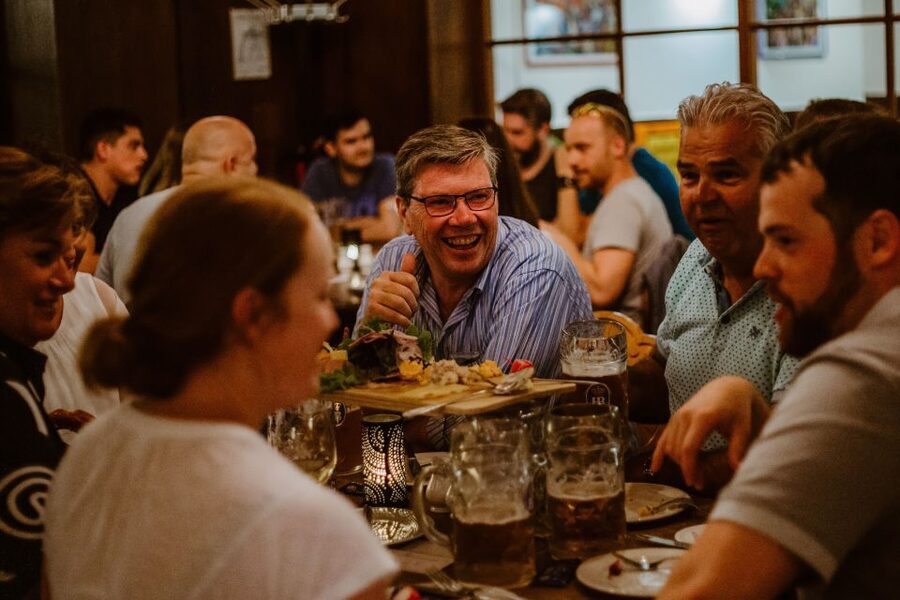 Munich: Beer and Food Tour with Dinner & Oktoberfest Museum - Hofbräuhaus and the shift from museum facts to beer hall vibes